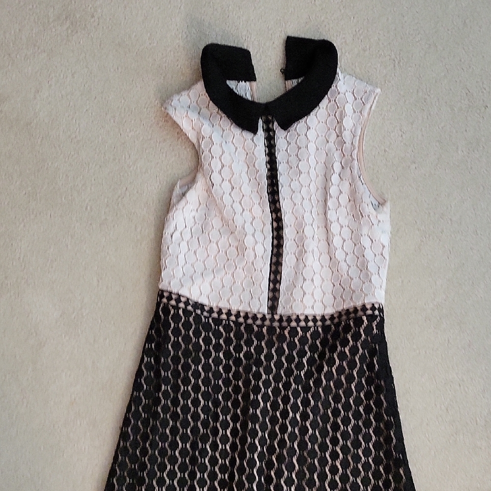 Twik Black and Cream Lace Detail Top